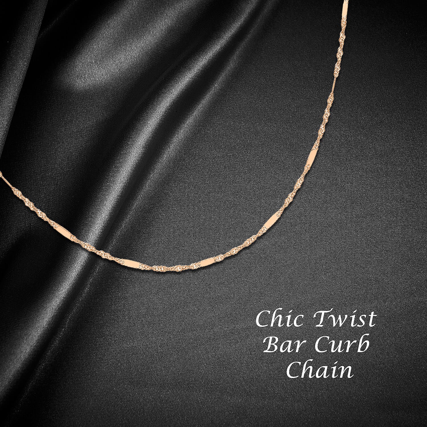 Twist Bar Curb Chain 18 Inch in 9K Rose Gold 7592359 2