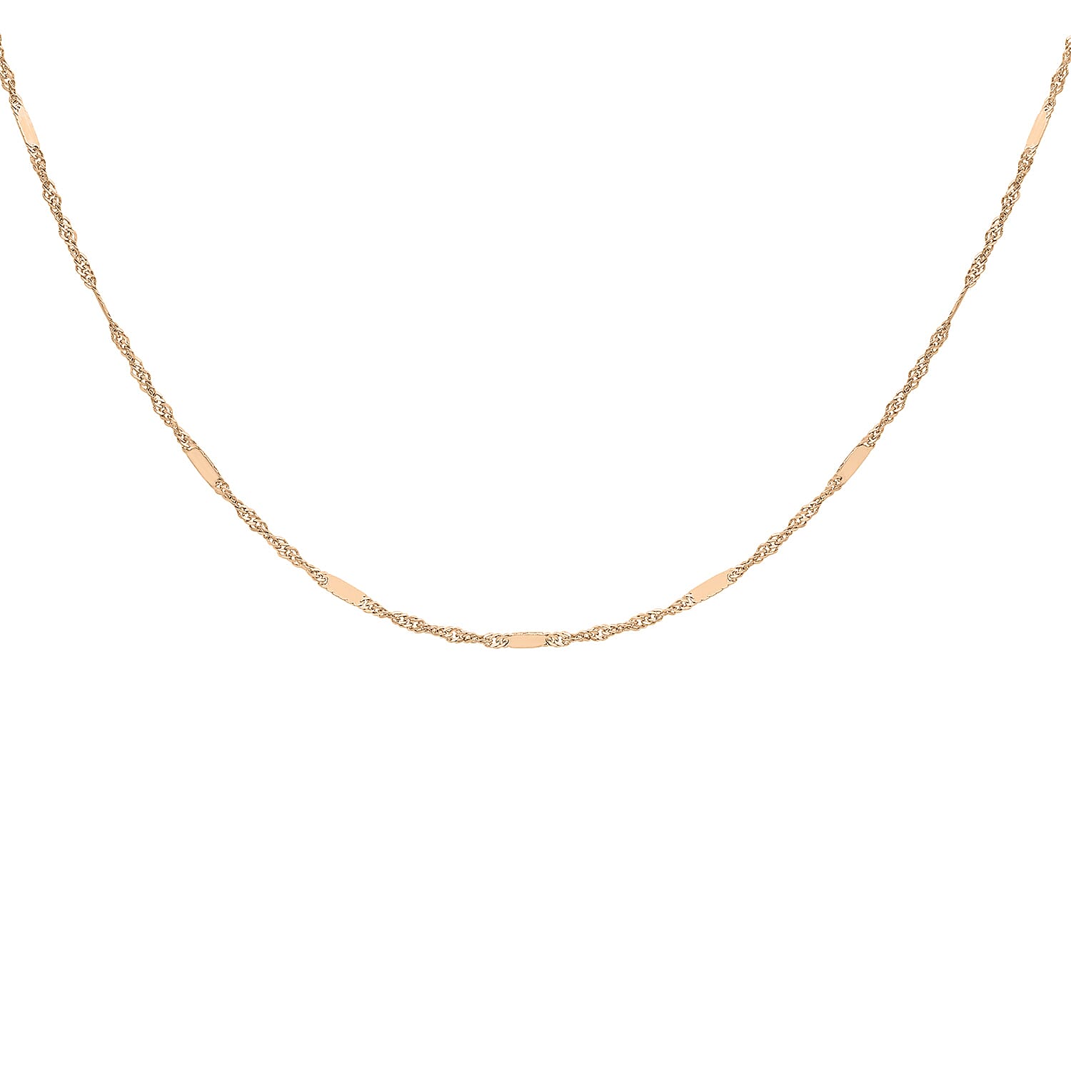 Twist Bar Curb Chain 18 Inch in 9K Rose Gold 7592359 3