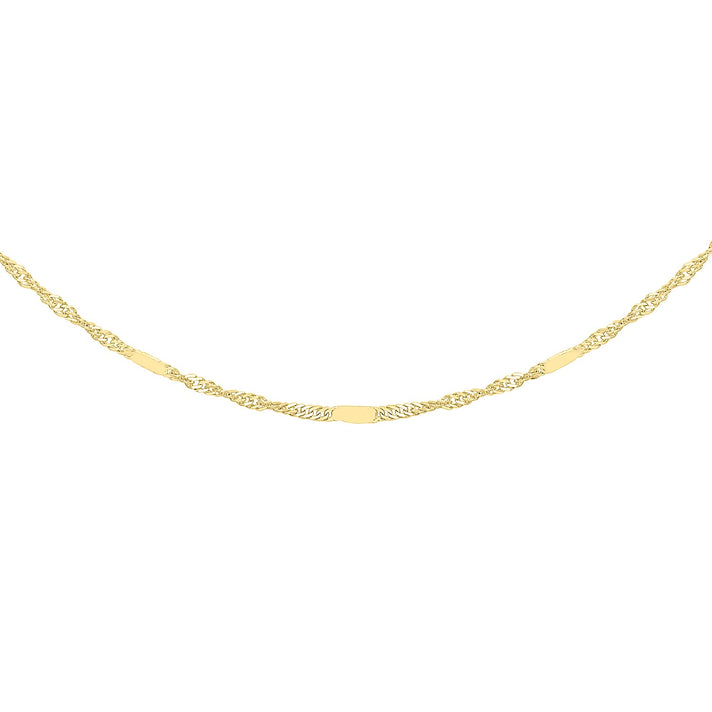 Twist Bar Curb Chain 18 Inch in 9K Yellow Gold 7577815 1