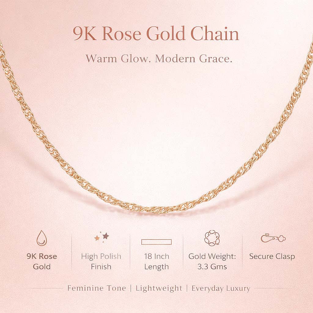 Twist Curb Chain 18 Inch in 9K Rose Gold 7592893 4
