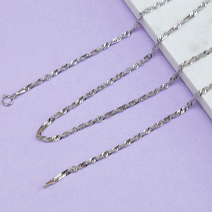 Twist Curb Chain 18 Inch in 9K White Gold 7591837 2