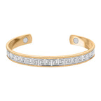 Cuff Bracelet (Size - 7.25, Adjustable) in Yellow Gold and Silver Tone.