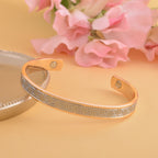 Cuff Bracelet (Size - 7.25, Adjustable) in Yellow Gold and Silver Tone.