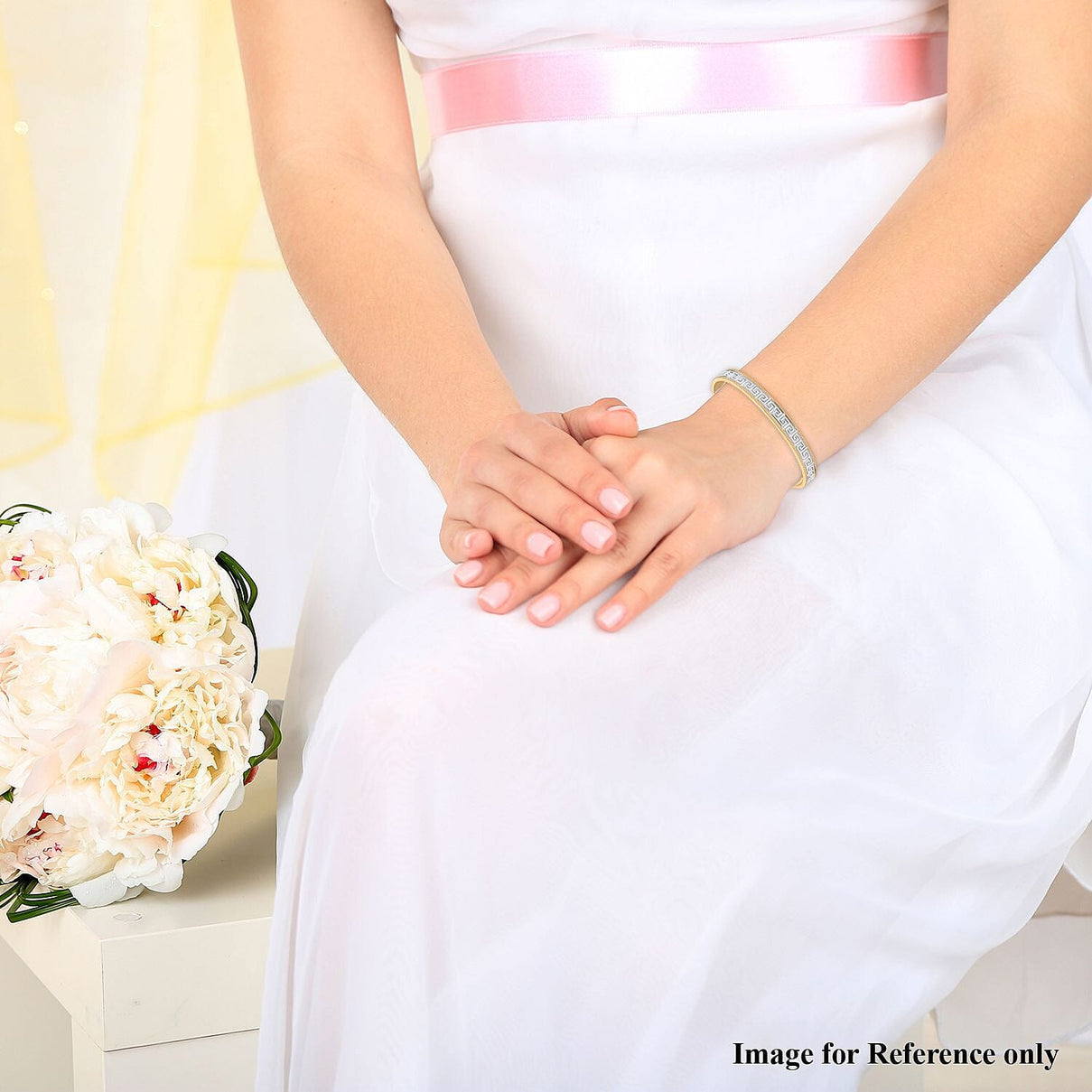 Two -Tone Bangle (Size - 7.25 ) in Pure Yellow Gold and White Silver Tone. 7224761 2