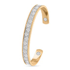 Cuff Bracelet (Size - 7.25, Adjustable) in Yellow Gold and Silver Tone.