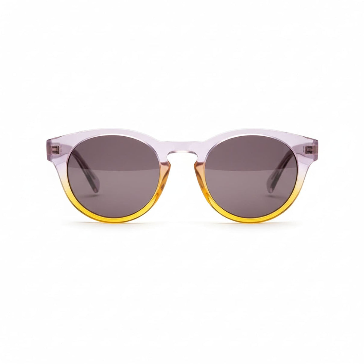 Two-Tone Frame Round Sunglasses - Purple &amp; Yellow with Smoke Lens 8163686 0