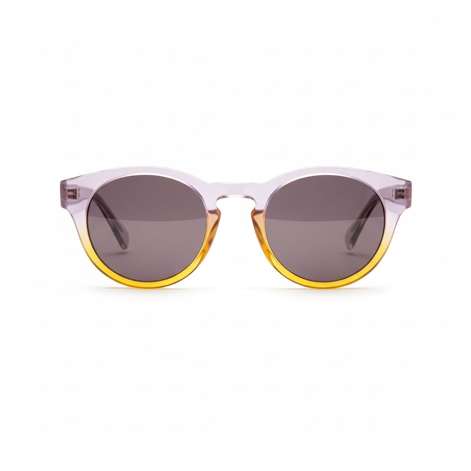 Two-Tone Frame Round Sunglasses - Purple &amp; Yellow with Smoke Lens 8163686 0