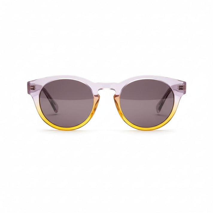 Two-Tone Frame Round Sunglasses - Purple &amp; Yellow with Smoke Lens 8163686 1