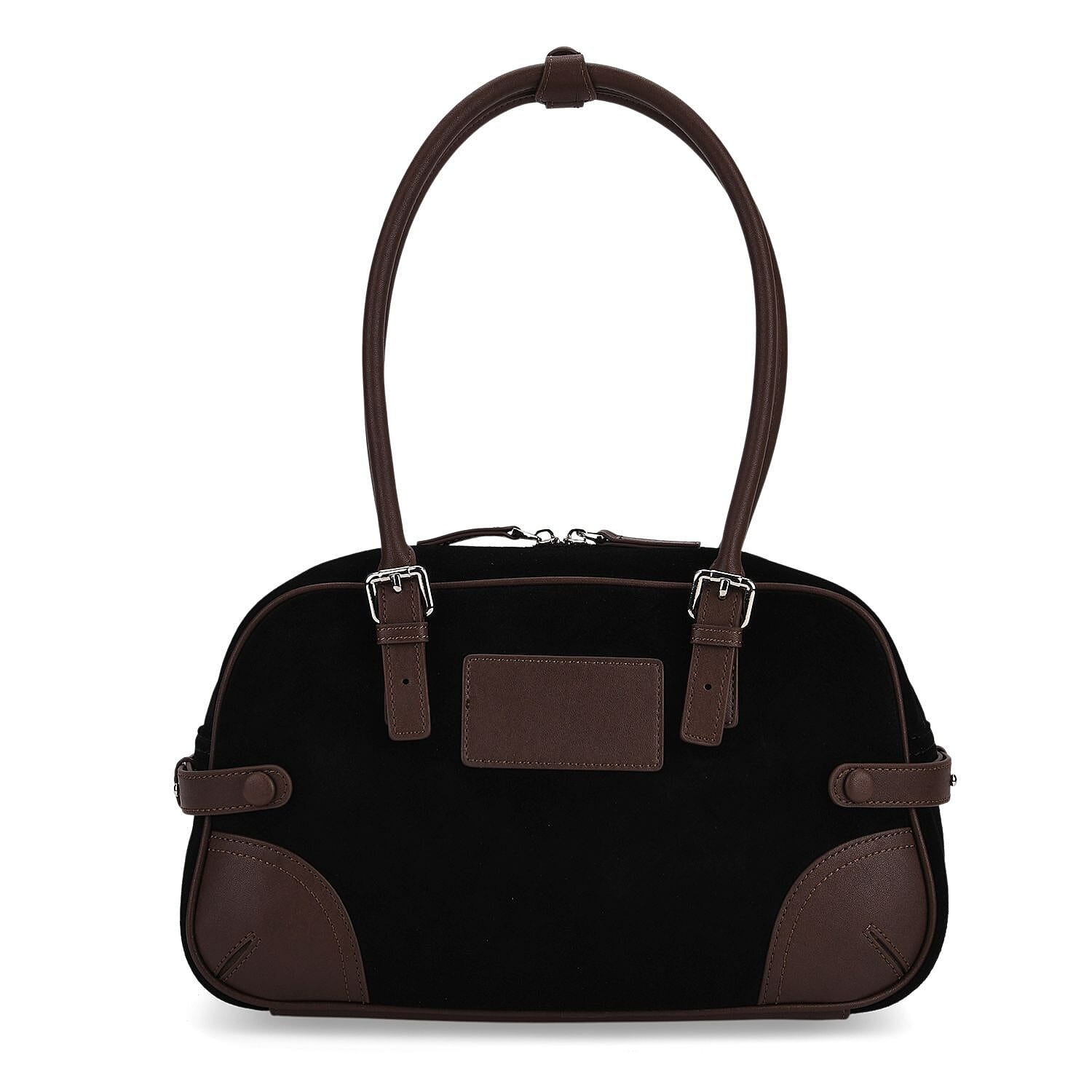 Two-Tone Genuine Leather Structured Bowling Bag - Black 8161095 0