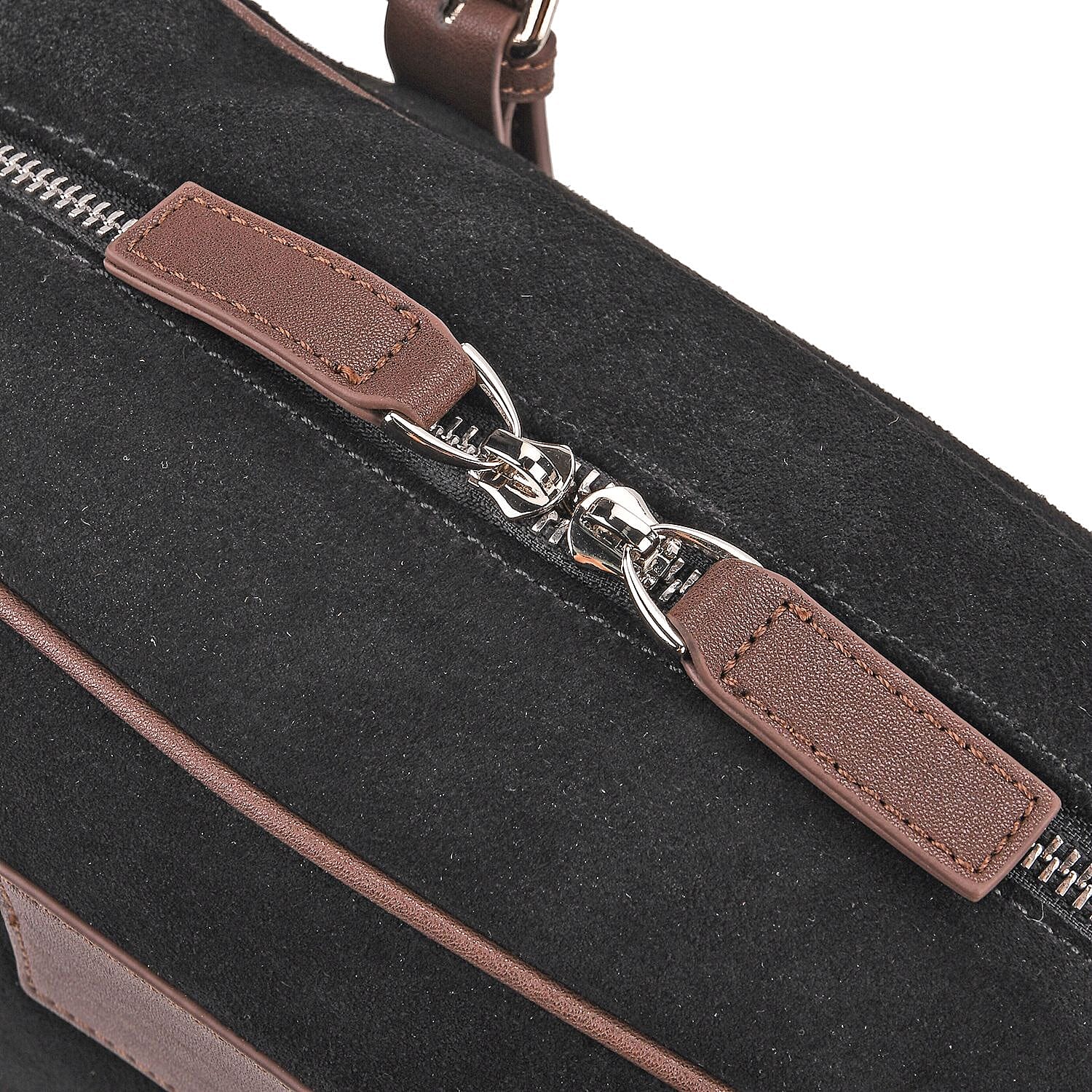 Two-Tone Genuine Leather Structured Bowling Bag - Black 8161095 6