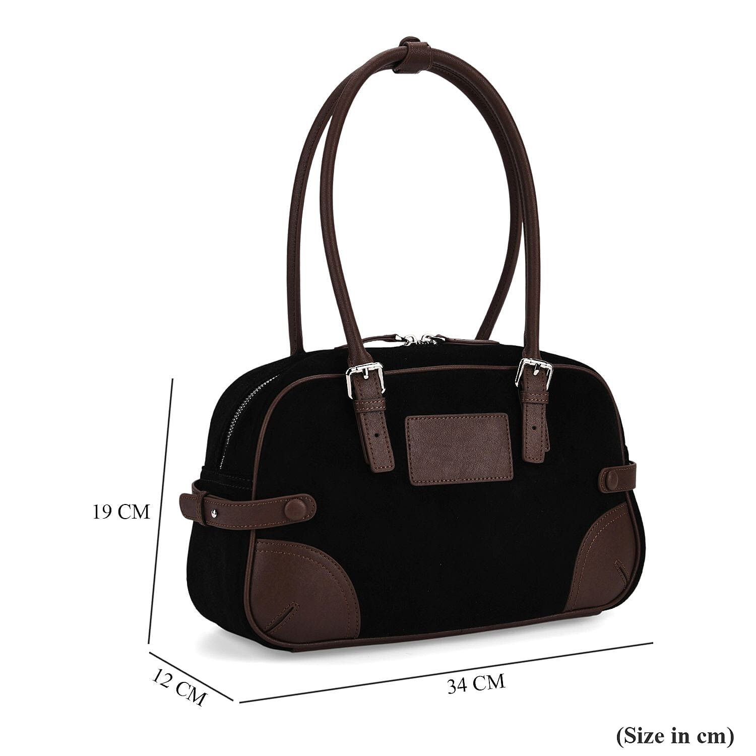 Two-Tone Genuine Leather Structured Bowling Bag - Black 8161095 7