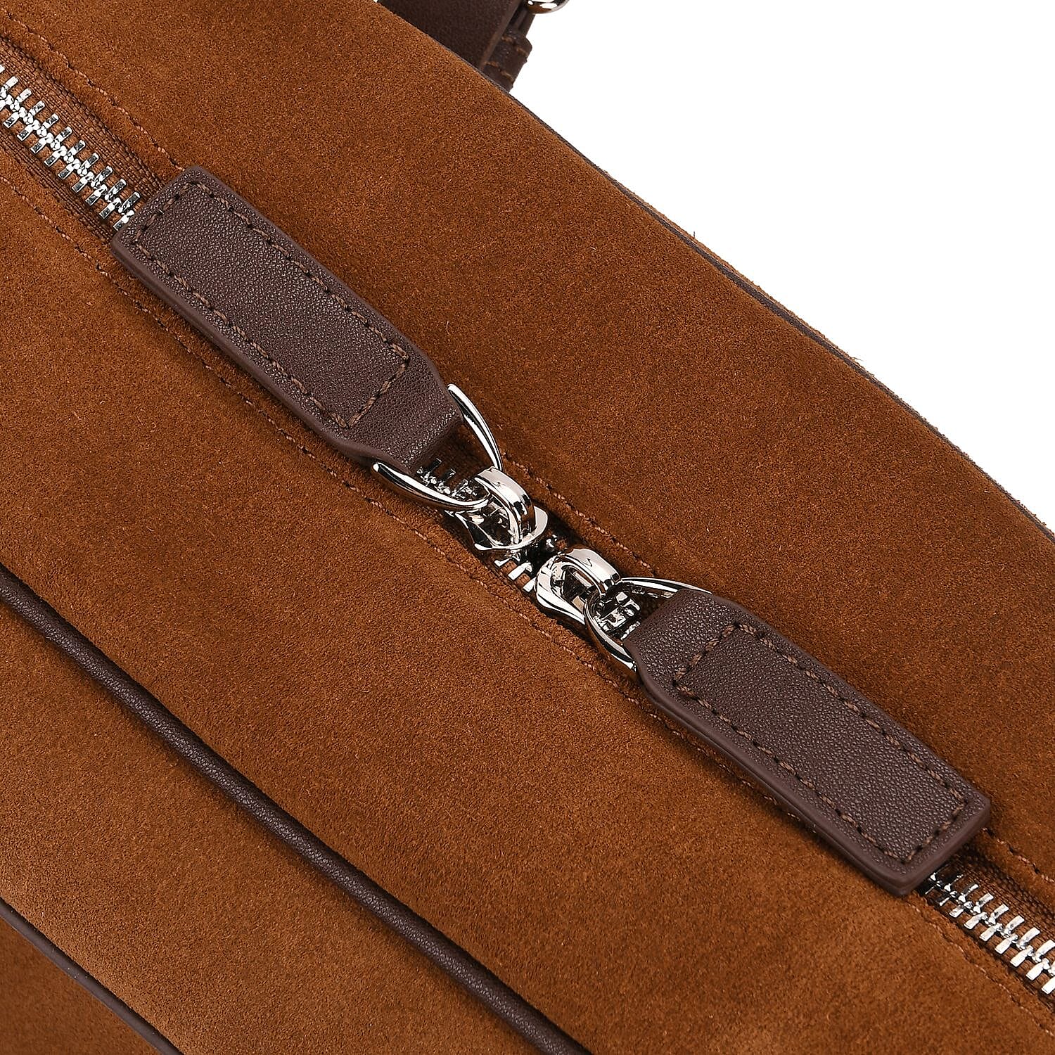 Two-Tone Genuine Leather Structured Bowling Bag - Brown V32521462 6
