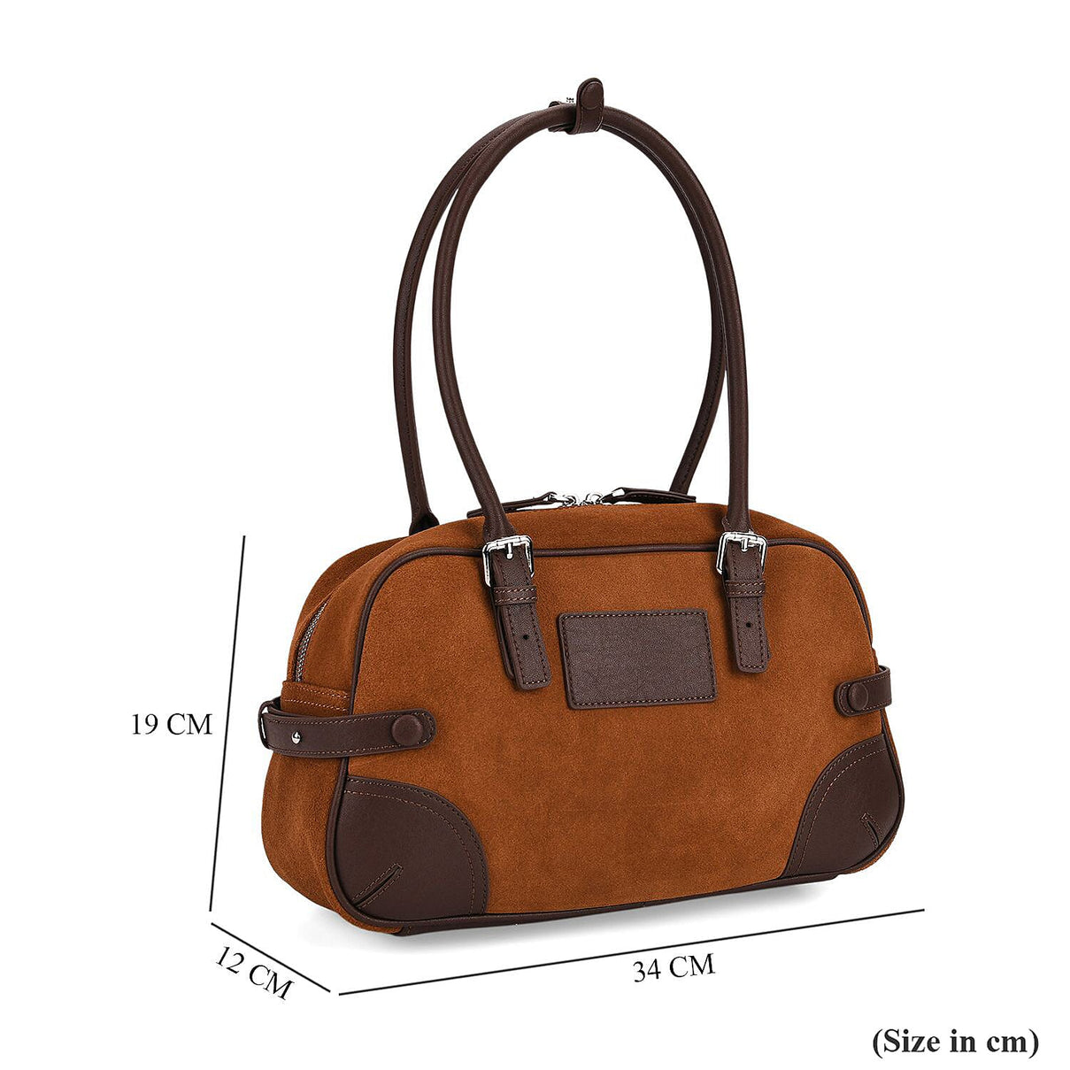 Two-Tone Genuine Leather Structured Bowling Bag - Brown V32521462 7