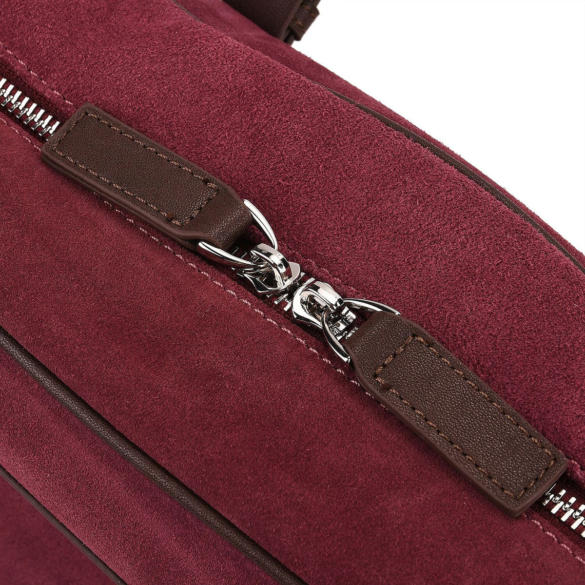 Two-Tone Genuine Leather Structured Bowling Bag - Dark Plum V32528969 6