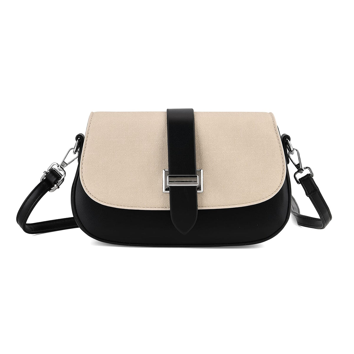 Two-Tone Saddle Bag With Crossbody Strap - Black &amp; White 8413851 0