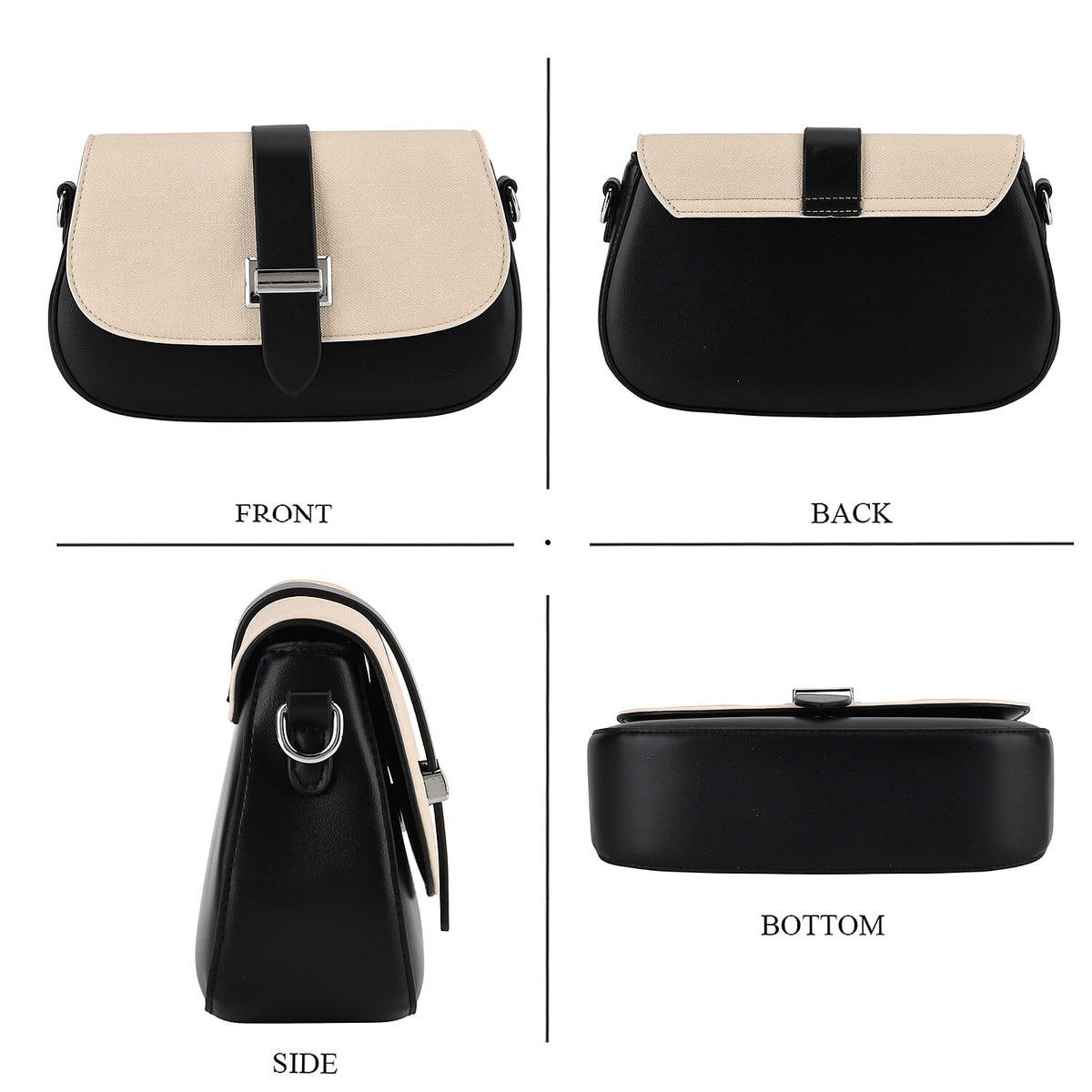 Two-Tone Saddle Bag With Crossbody Strap - Black &amp; White 8413851 5