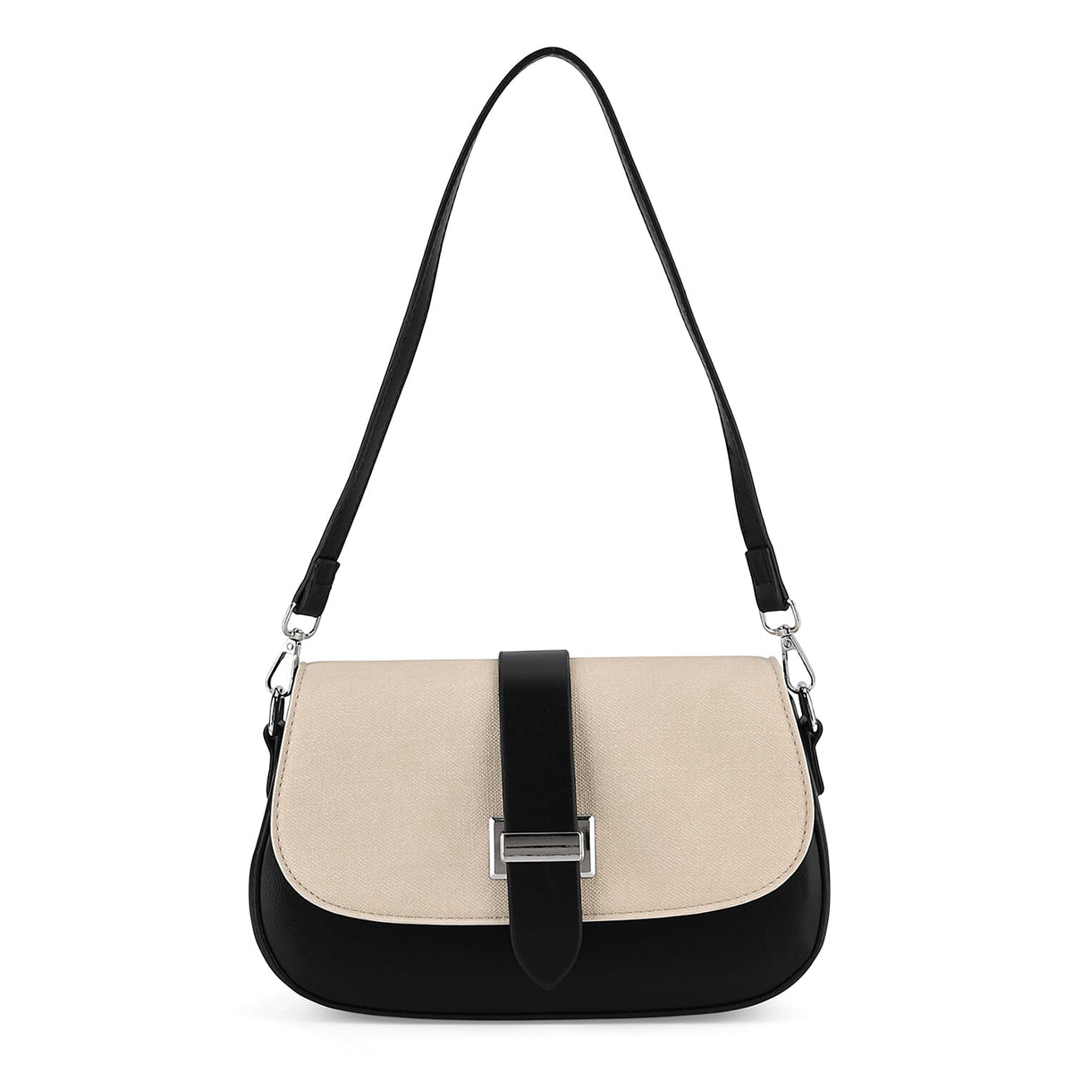 Two-Tone Saddle Bag With Crossbody Strap - Black &amp; White 8413851 6