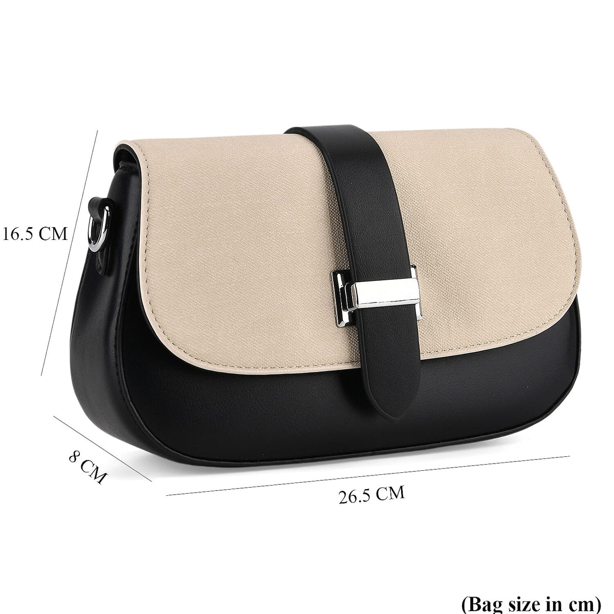 Two-Tone Saddle Bag With Crossbody Strap - Black &amp; White 8413851 9