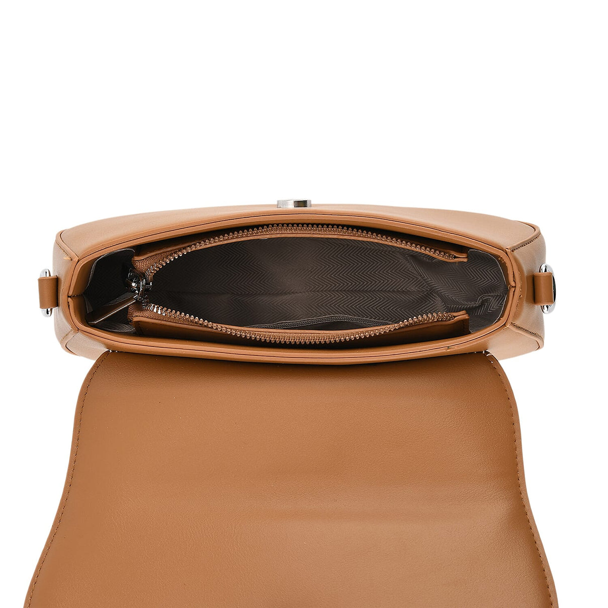 Two-Tone Saddle Bag With Crossbody Strap - Brown &amp; White 8413850 7