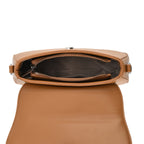 Two-Tone Saddle Bag With Crossbody Strap - Brown & White