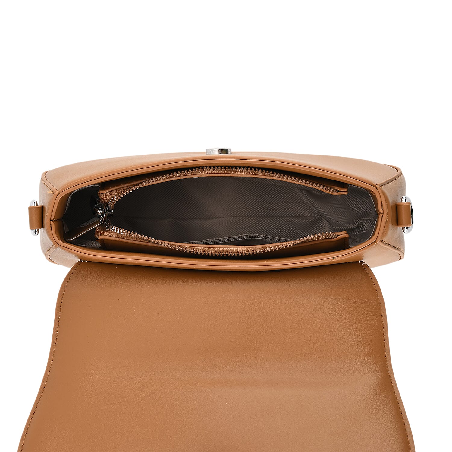 Two-Tone Saddle Bag With Crossbody Strap - Brown &amp; White 8413850 7