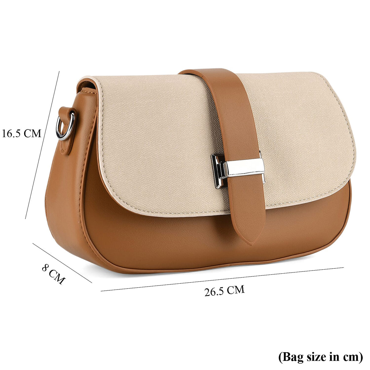 Two-Tone Saddle Bag With Crossbody Strap - Brown &amp; White 8413850 9
