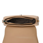 Two-Tone Saddle Bag With Crossbody Strap - Brown & White