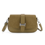 Two-Tone Saddle Bag With Crossbody Strap - Olive Green