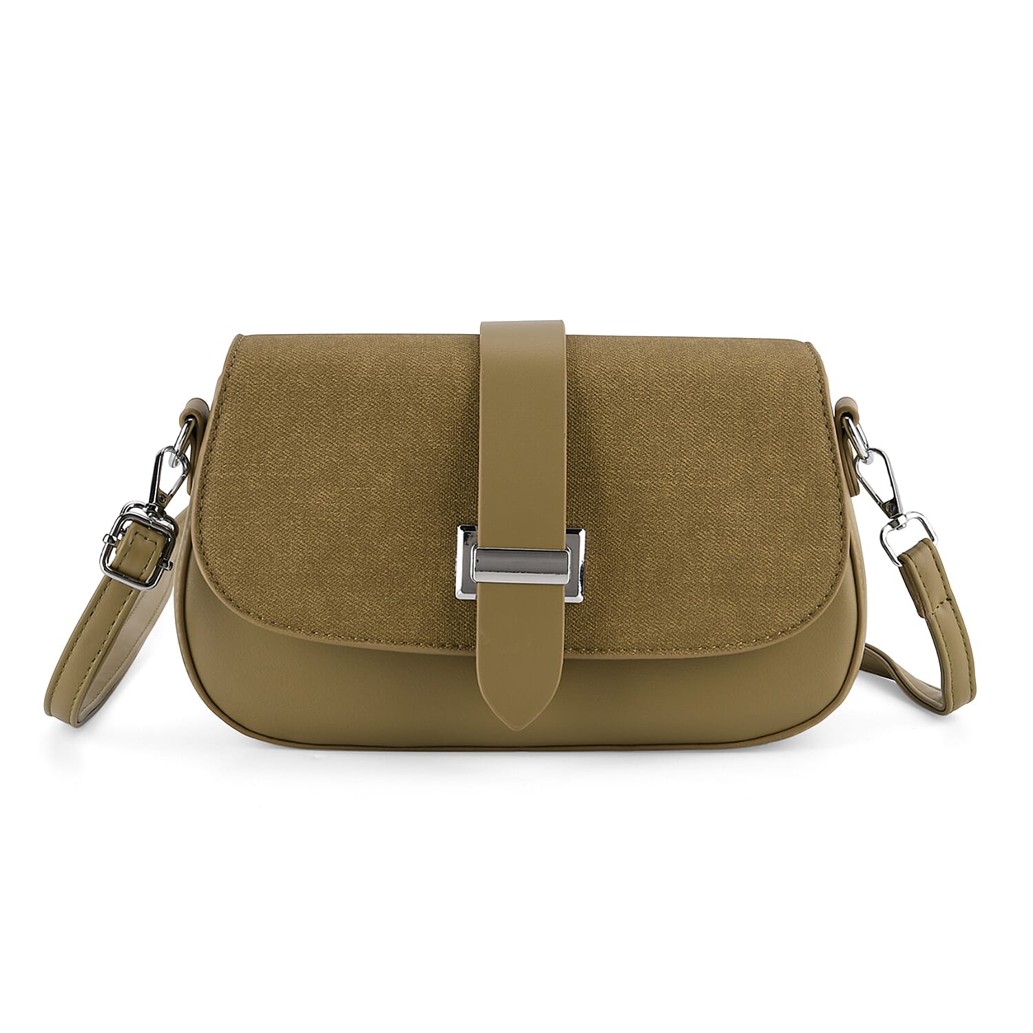 Two-Tone Saddle Bag With Crossbody Strap - Olive Green V32516066 0