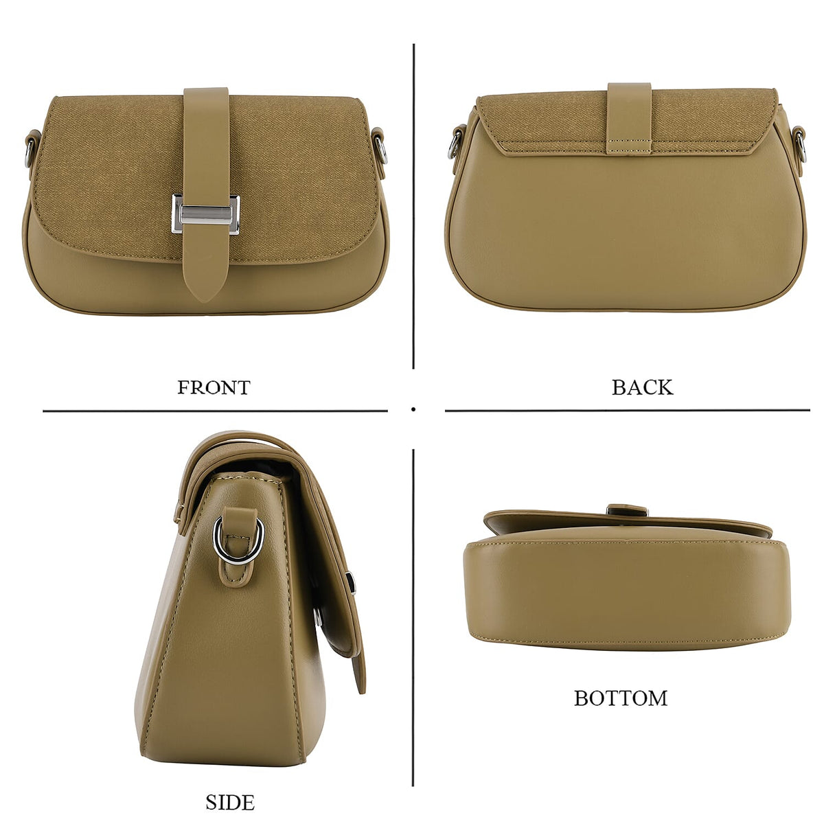 Two-Tone Saddle Bag With Crossbody Strap - Olive Green V32516066 5