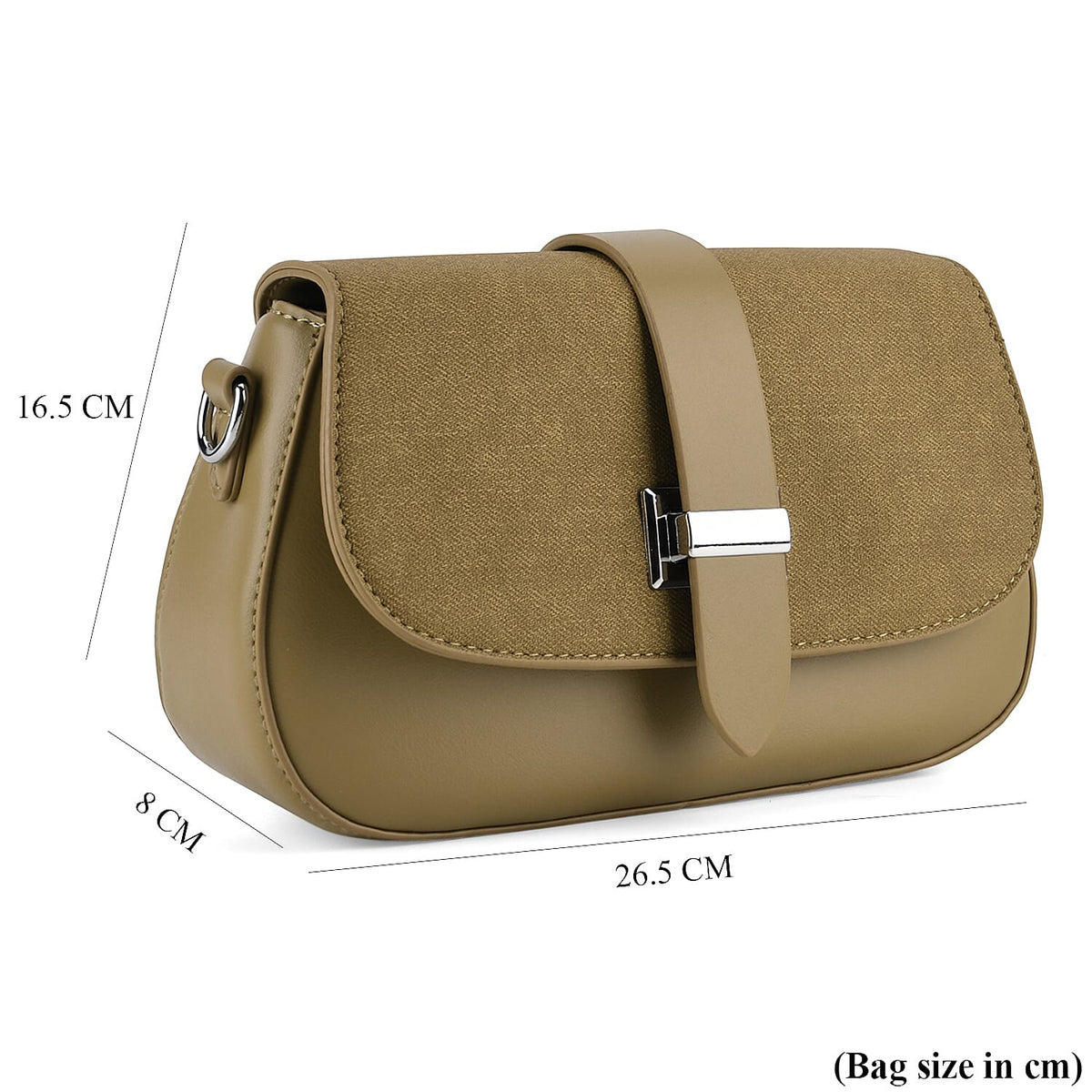 Two-Tone Saddle Bag With Crossbody Strap - Olive Green V32516066 9
