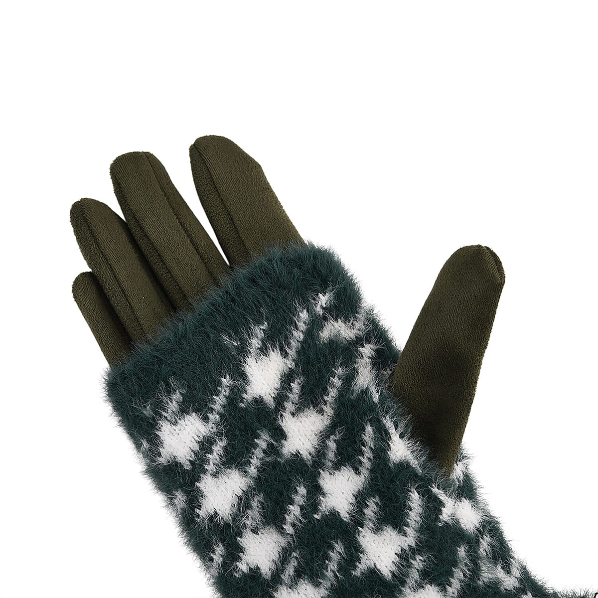 Two-in-One 5 Finger Gloves &amp; Fingerless Mittens - Green V32516705 8
