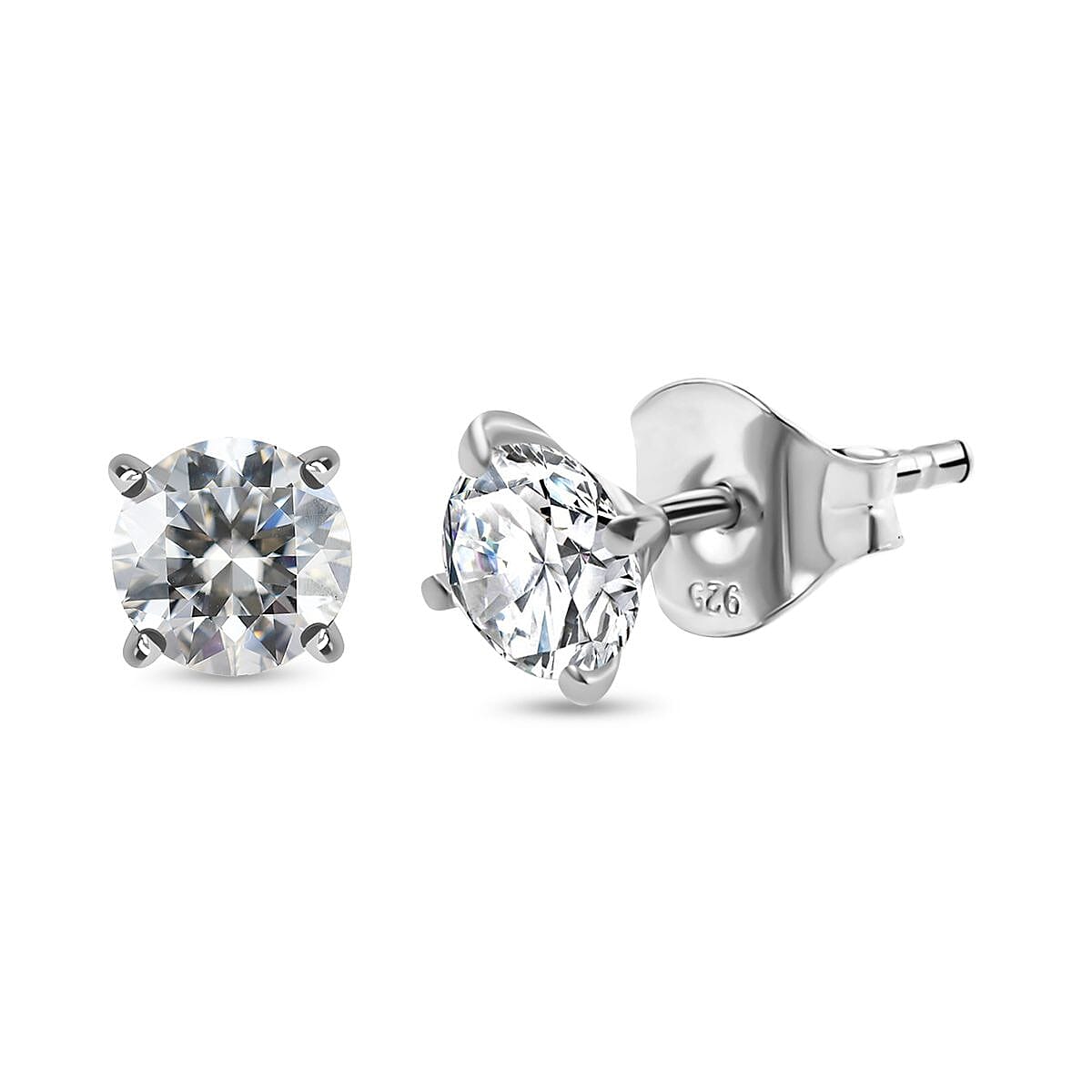 Moissanite Solitaire Stud Earrings in Platinum Overlay Sterling Silver 7928269 0