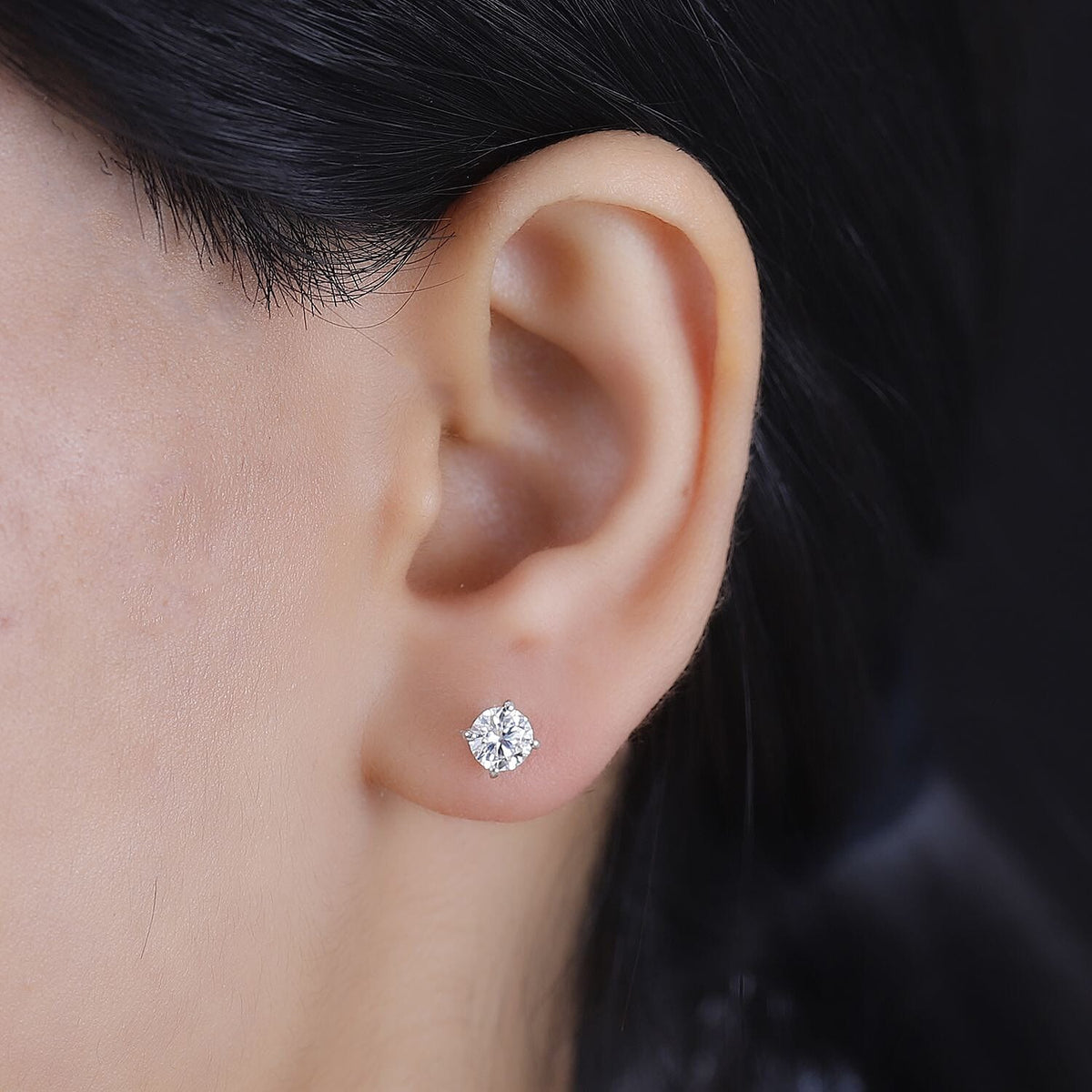 Moissanite Solitaire Stud Earrings in Platinum Overlay Sterling Silver 7928269 3
