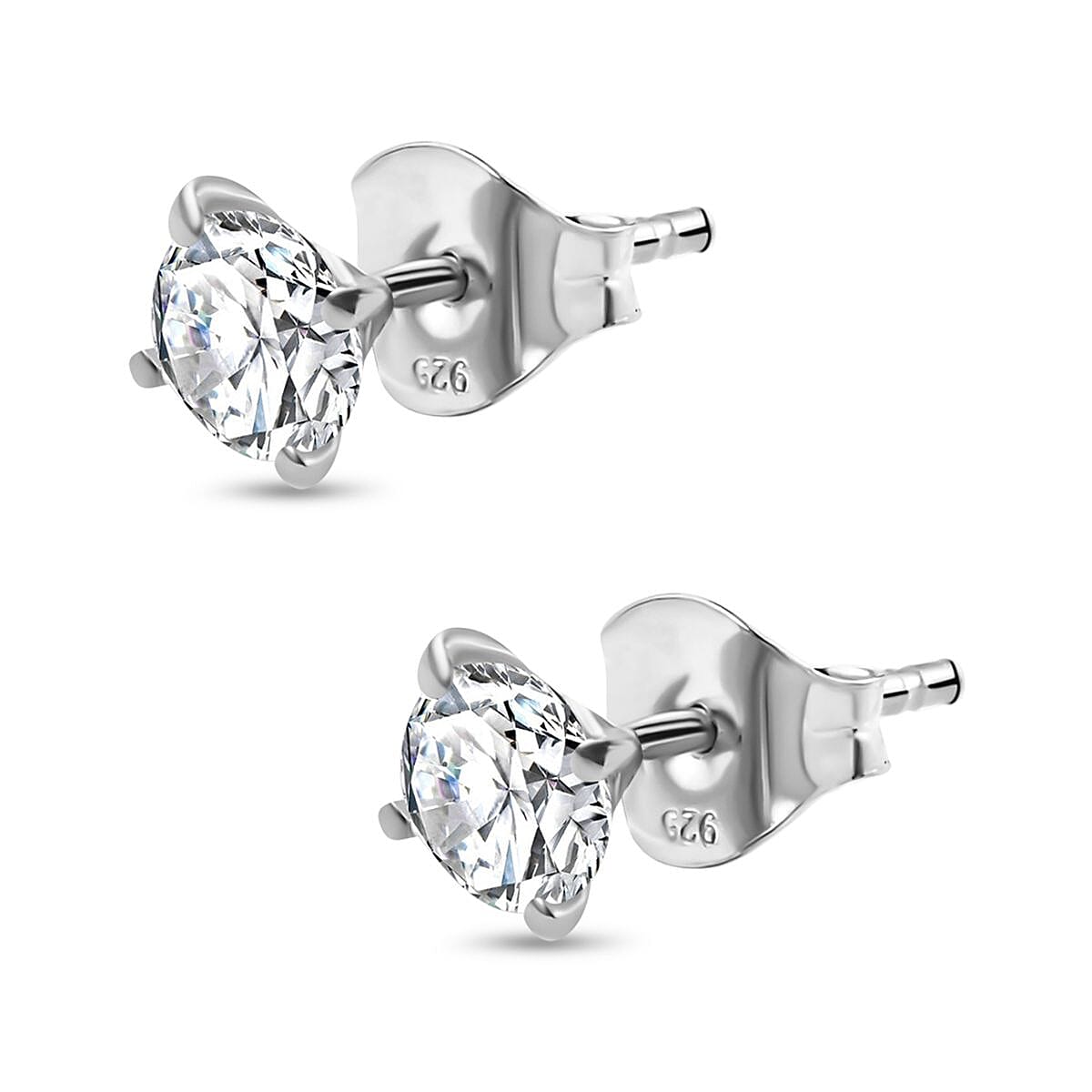 Moissanite Solitaire Stud Earrings in Platinum Overlay Sterling Silver 7928269 4