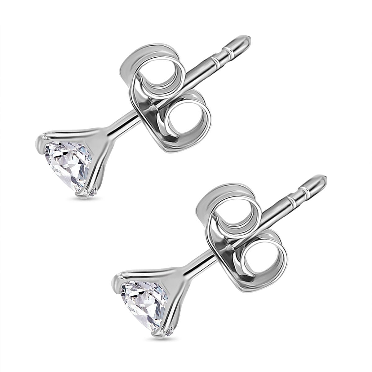 Moissanite Solitaire Stud Earrings in Platinum Overlay Sterling Silver 7928269 5