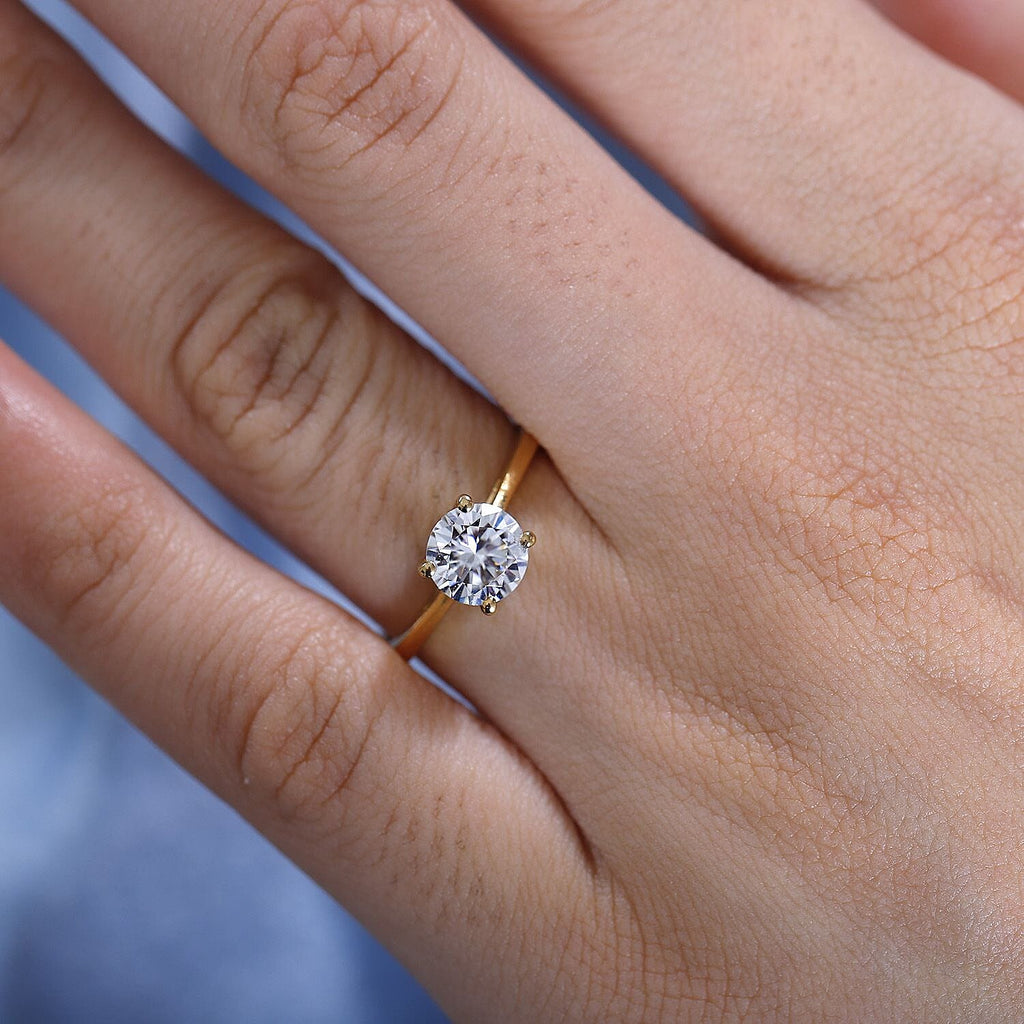 UNMISSABLE MEGA DEAL - Moissanite Solitaire Ring in 14K Yellow Gold Plated Sterling Silver 1.00 Ct.