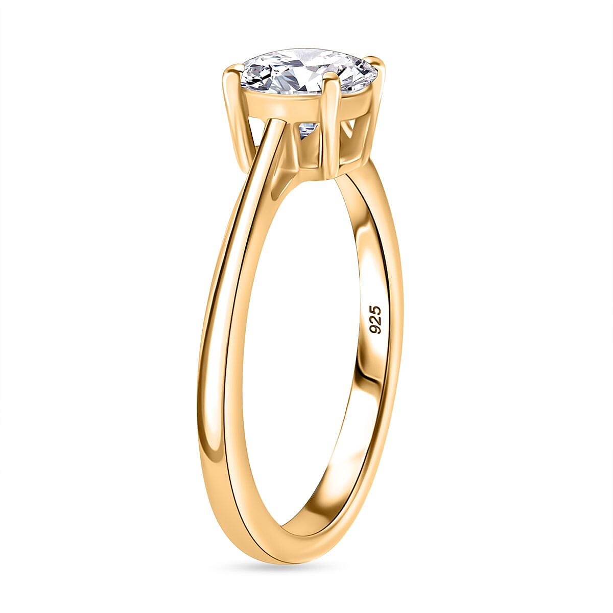 Moissanite Solitaire Ring in 14K Yellow Gold Overlay Sterling Silver 7855735 3