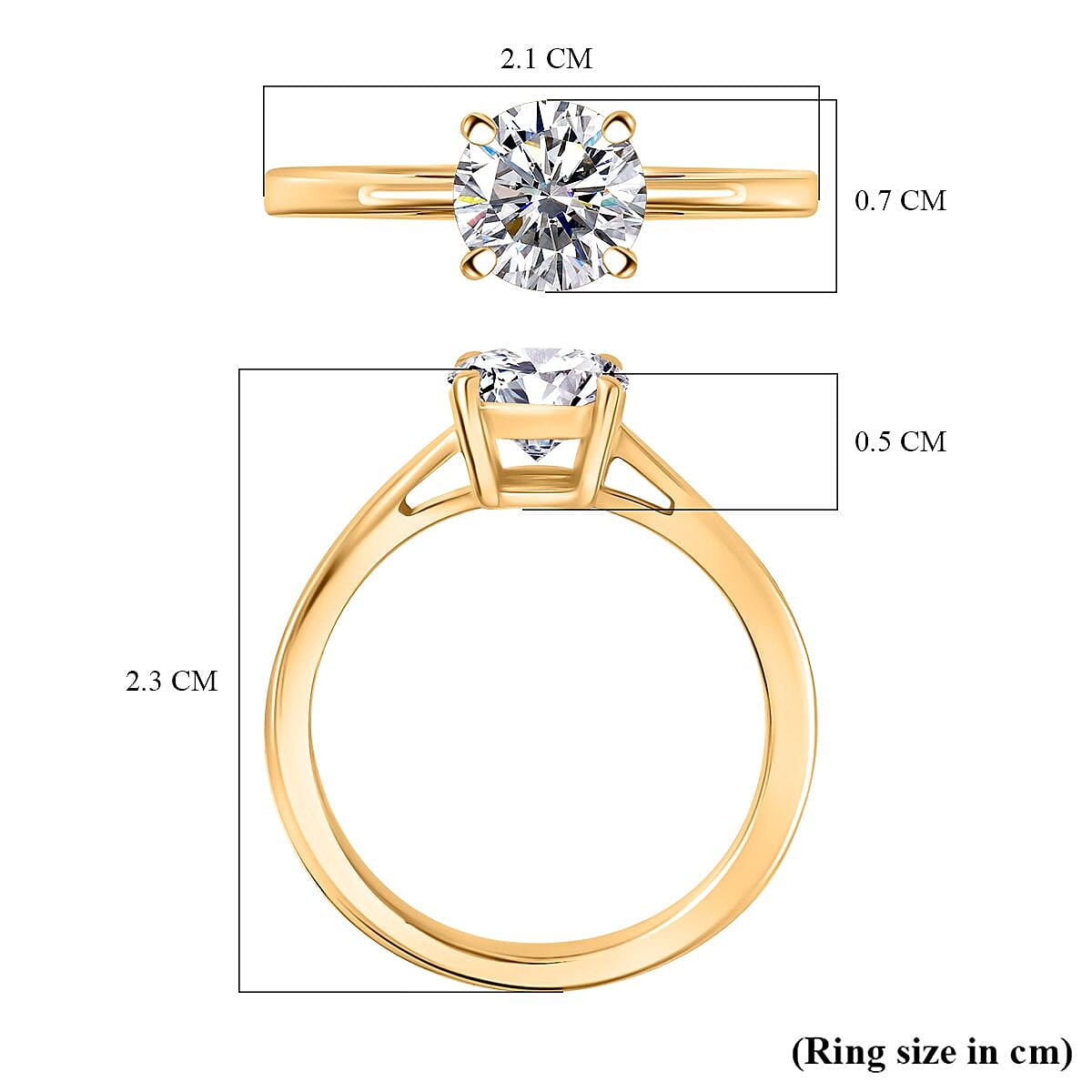 Moissanite Solitaire Ring in 14K Yellow Gold Overlay Sterling Silver 7855735 5