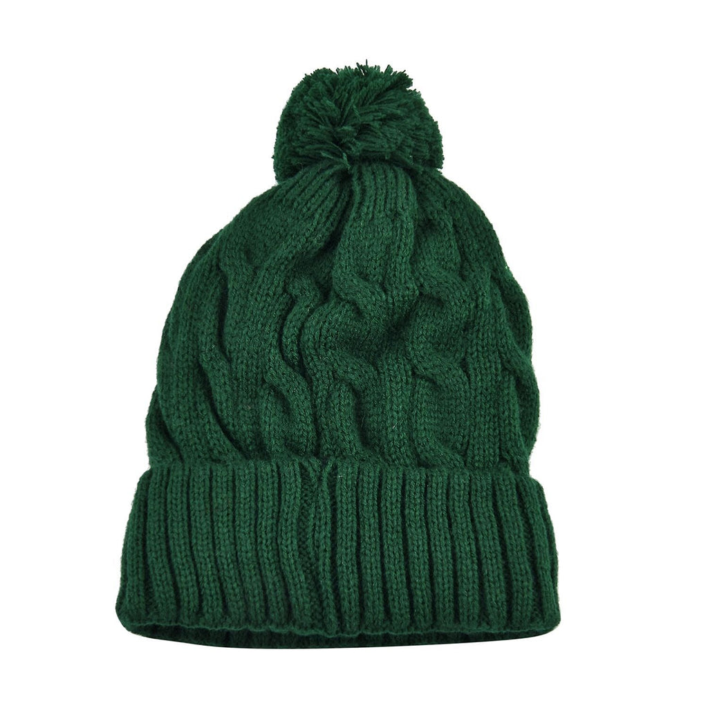USB Rechargeable Waterproof LED Lighted Bobble Hat with Sherpa Lining - Green