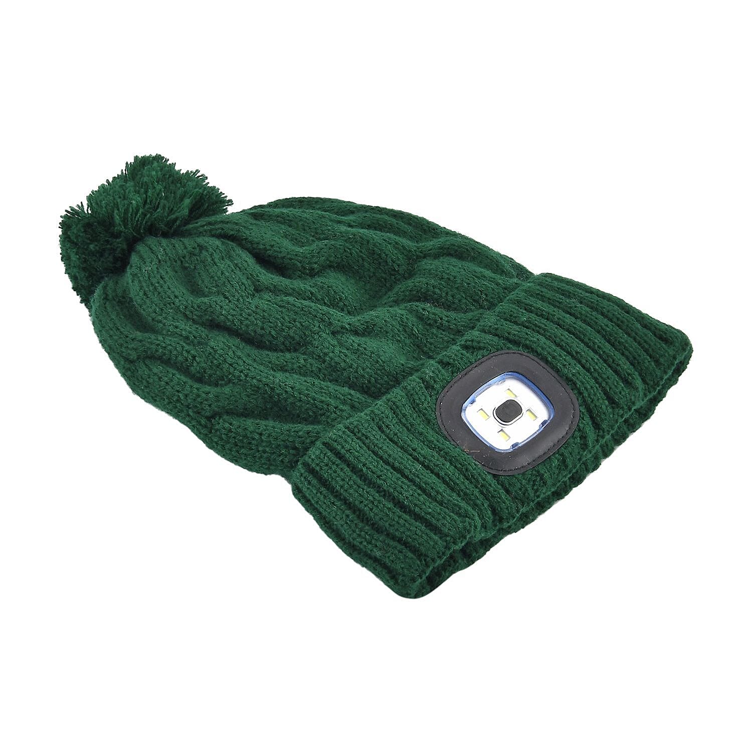 USB Rechargeable Waterproof LED Lighted Beanie Cap with Sherpa Lining and Faux Fur Bauble 7512027 3