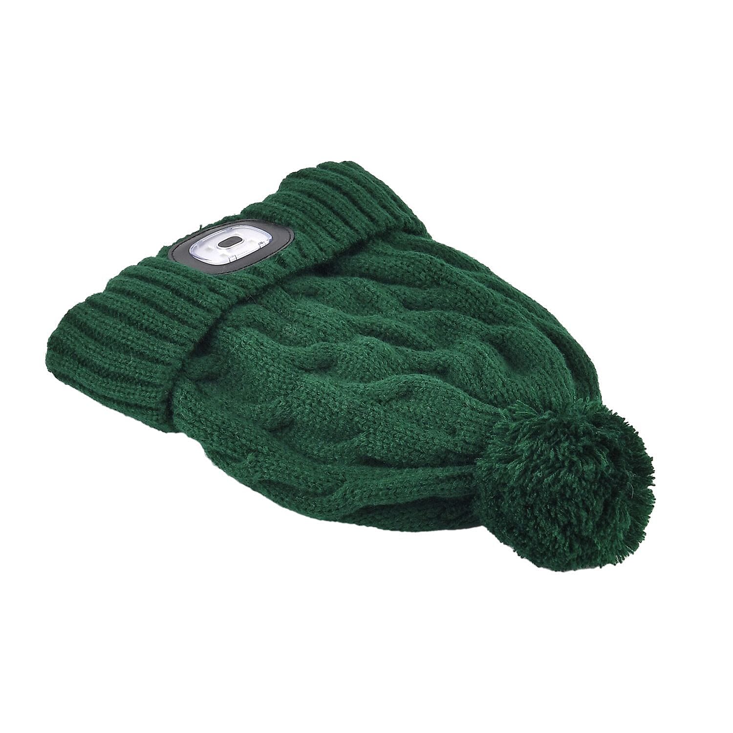 USB Rechargeable Waterproof LED Lighted Beanie Cap with Sherpa Lining and Faux Fur Bauble 7512027 4