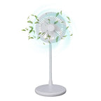 Foldable Desk Fan with LED Light and 3 Wind Speed Setting (Size 31x12x12 cm) - White