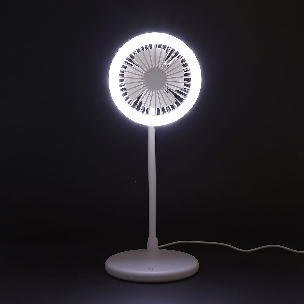 Foldable Desk Fan with LED Light - White 3744940 1