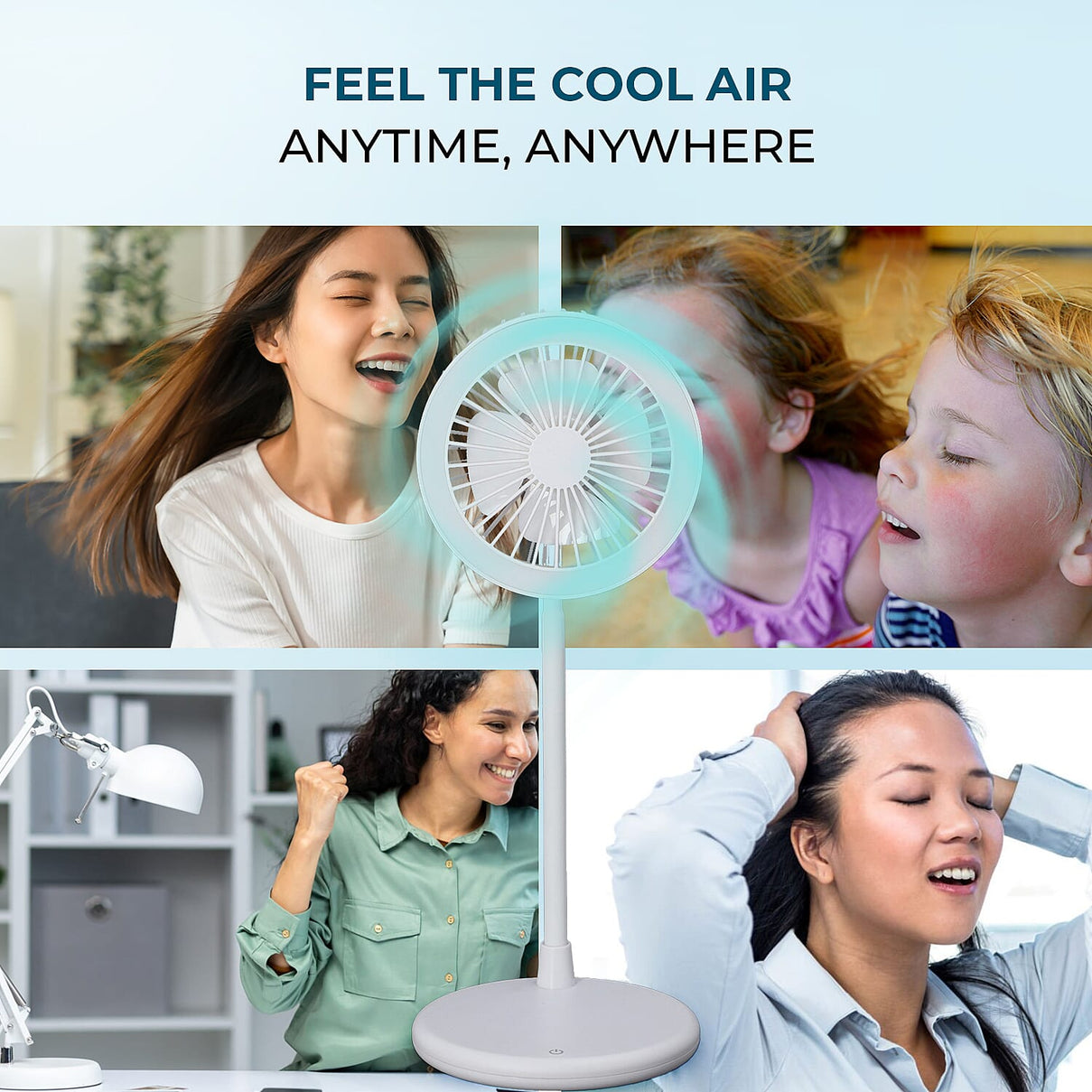 Foldable Desk Fan with LED Light - White 3744940 4
