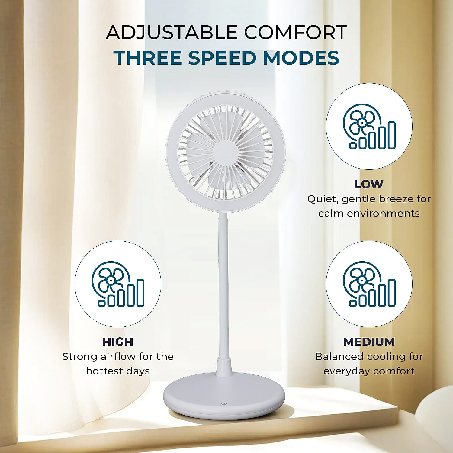 Foldable Desk Fan with LED Light - White 3744940 5