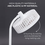 Foldable Desk Fan with LED Light and 3 Wind Speed Setting (Size 31x12x12 cm) - White