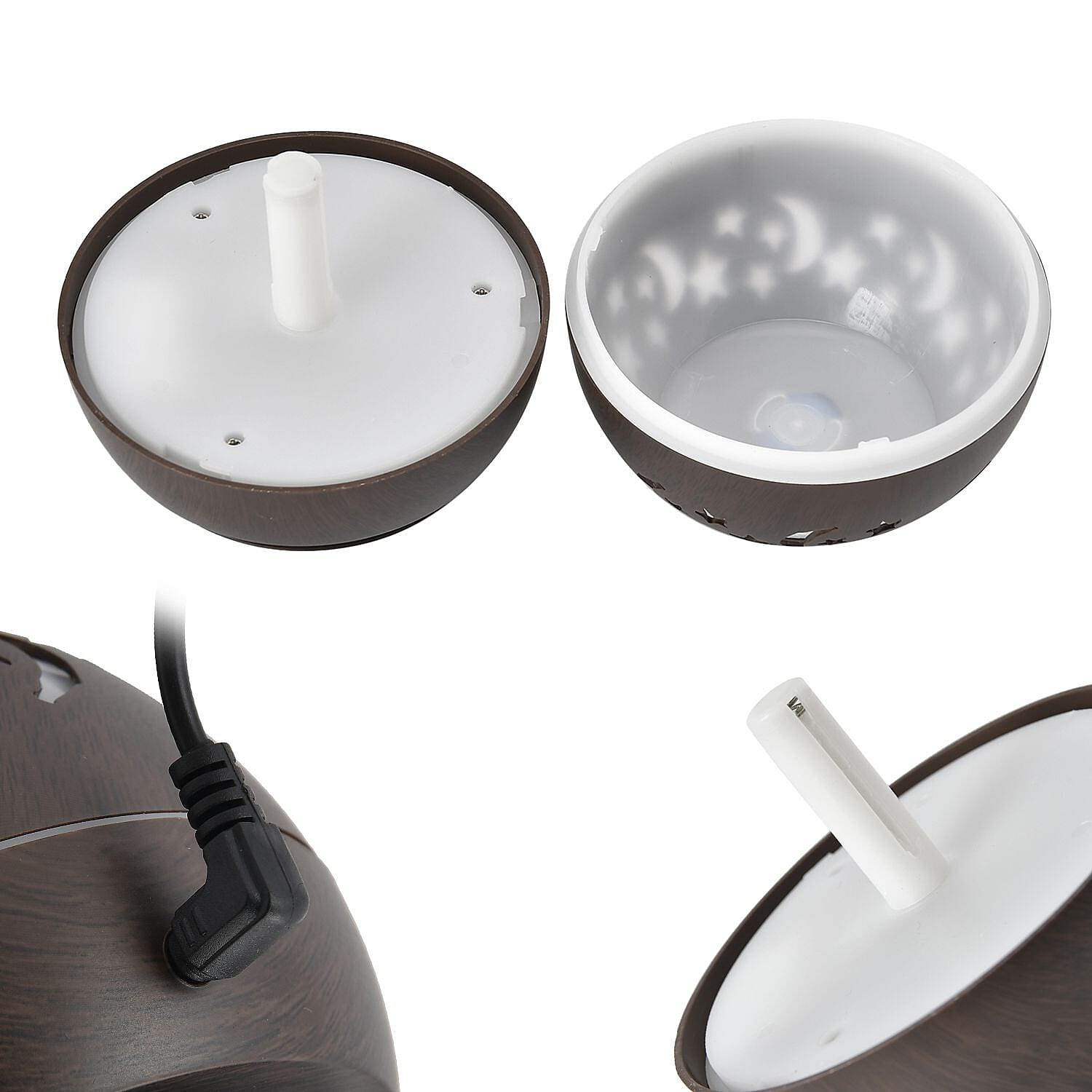 Ultrasonic Aroma Humidifier with LED Light (Size 10x9 cm) - Dark Brown 7479740 7