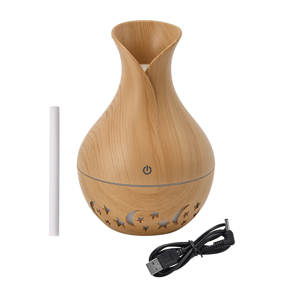 Ultrasonic Aroma Humidifier with LED Light (Size 14x10 cm) - Light Brown