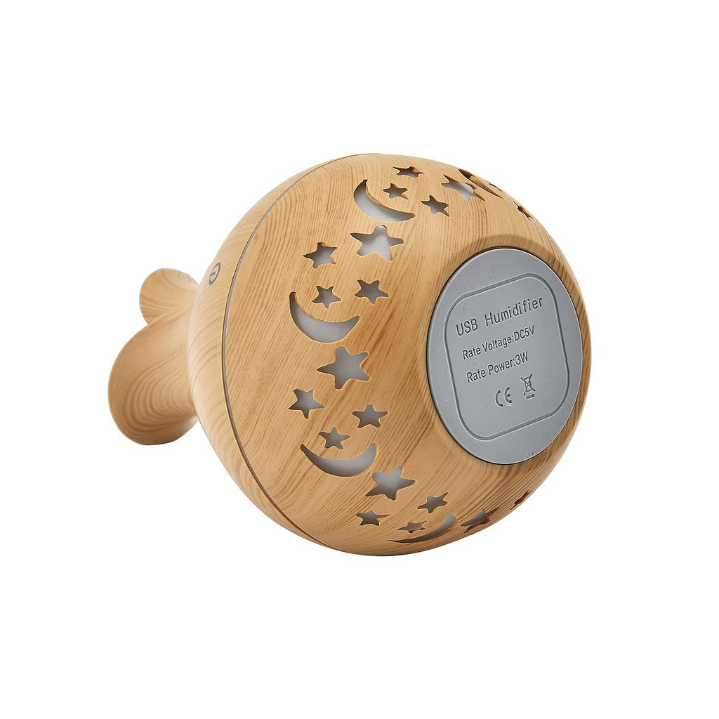 Ultrasonic Aroma Humidifier with LED Light (Size 14x10 cm) - Light Brown
